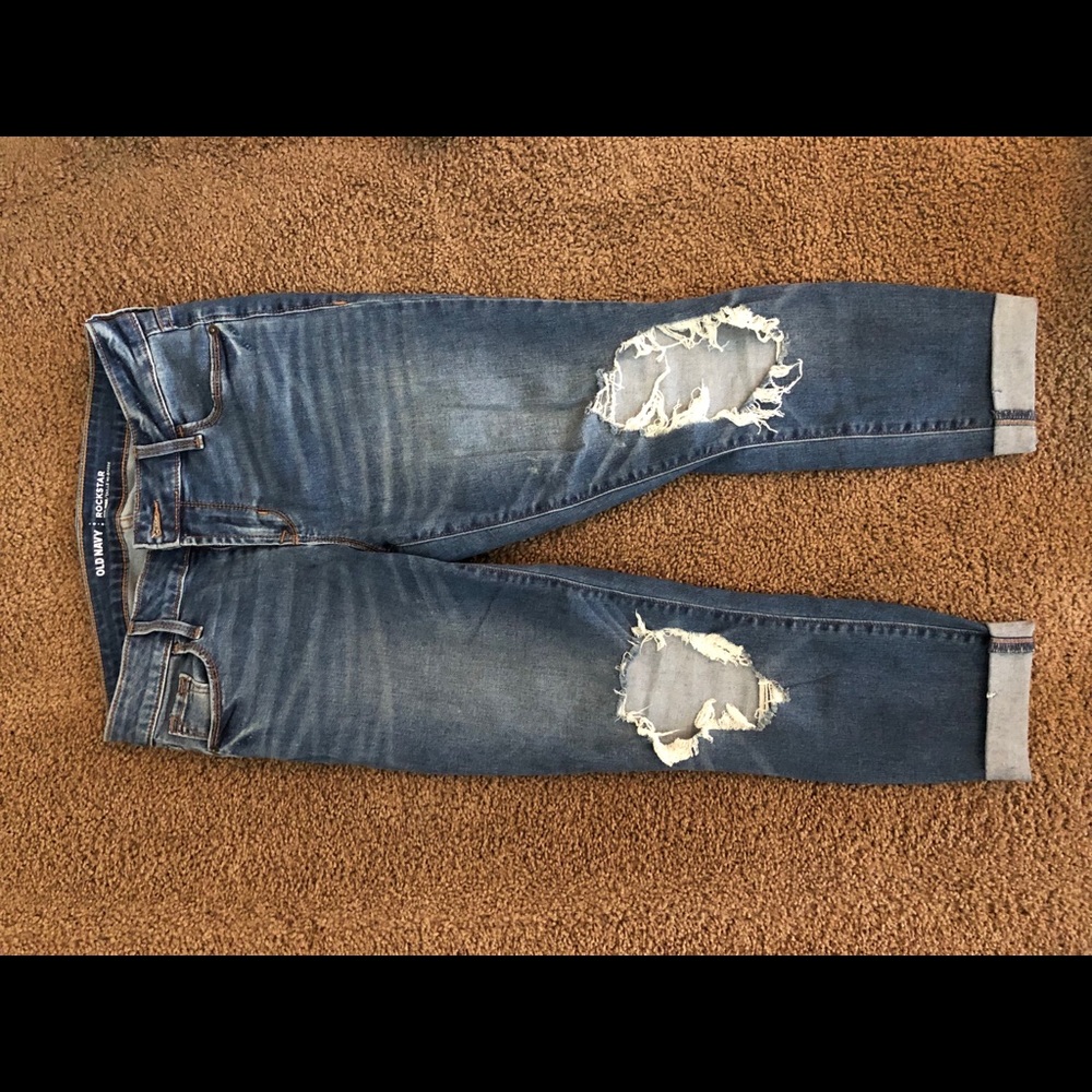 Express Cropped distressed denim